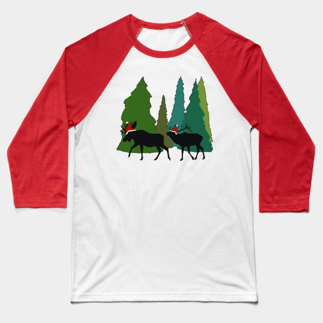 Moose and Elk Play Santa Baseball T-Shirt by MelissaJBarrett